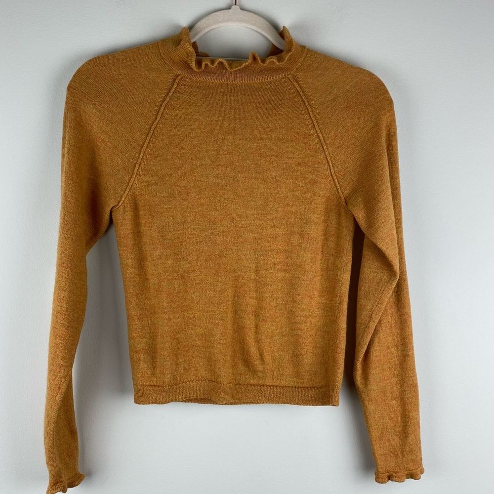 Free People cropped mustard knit top